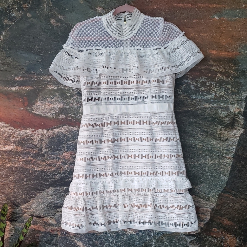 ❌SOLD❌NEW WITH TAGS Yoke Frill Mini Dress White - Picture 3 of 12